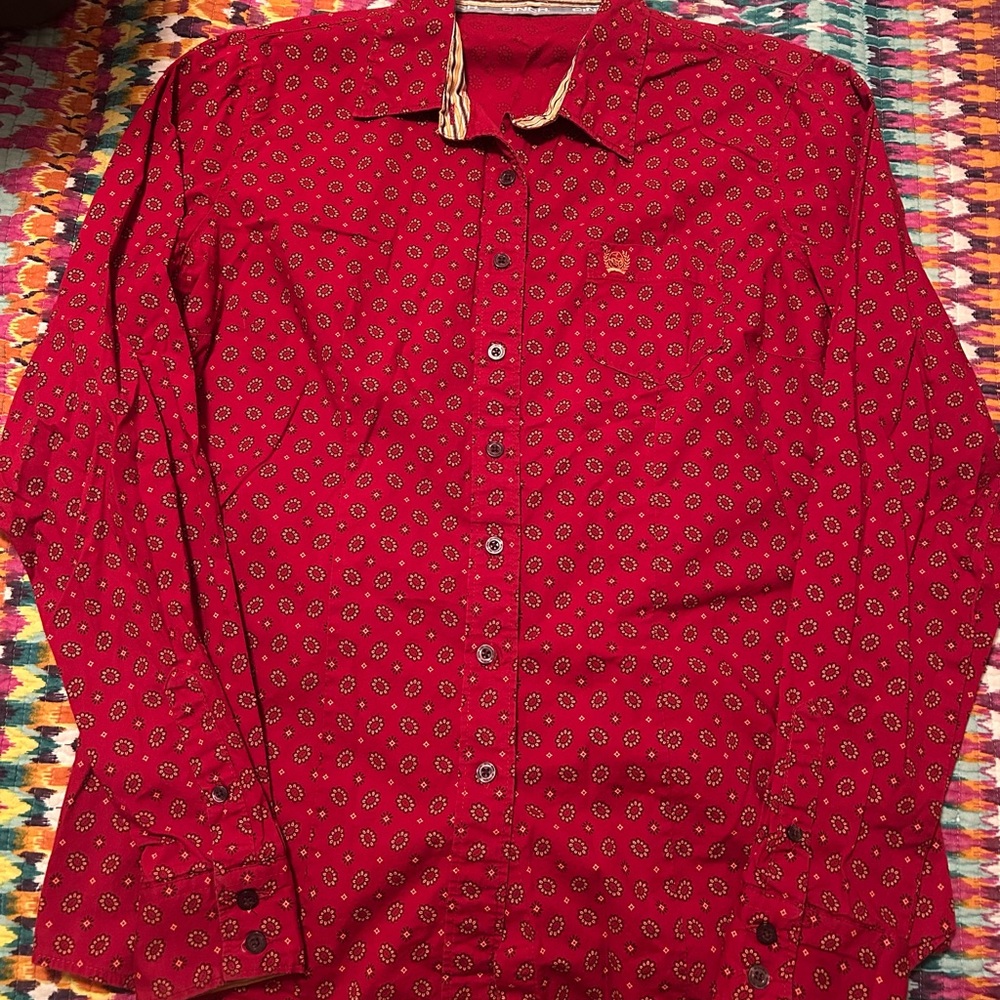 Cinch Women's Red Patterned Western Button Down Shirt